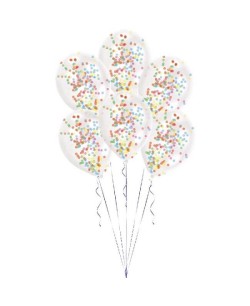BOLSA 6 GLOBOS TRANSPARENTES CON CONFETTI