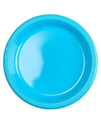 PLATO AZUL CARIBE GRANDE PLASTICO 10 UNIDADES