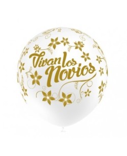 GLOBOS VIVAN LOS NOVIOS BLANCO