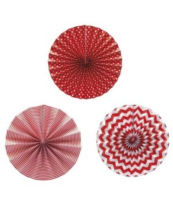 ABANICOS ROJO Y BLANCO PAY PAY 3 UNIDADES