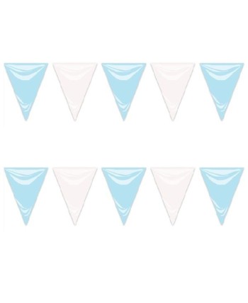 BANDERIN TIRIANGULO AZUL Y BLANCO PLASTICO