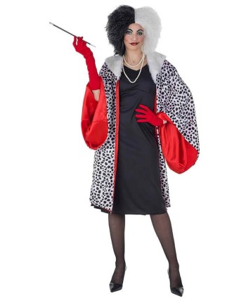 DISFRAZ DE CRUELLA DE VIL LARGO PARA MUJER