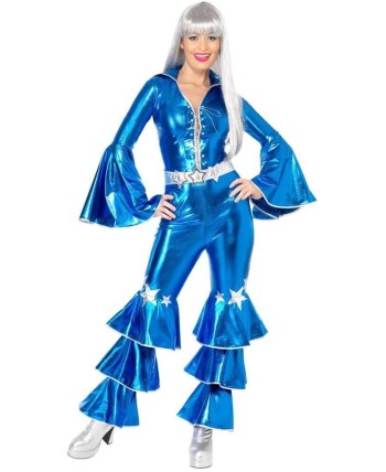 DISFRAZ DE DISCO FEVER AZUL VOLANTES