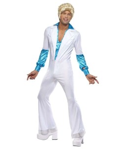 DISFRAZ DE ABBA CHICO MONO BLANCO Y AZUL 2
