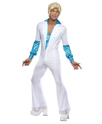 DISFRAZ DE ABBA CHICO MONO BLANCO Y AZUL