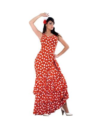 DISFRAZ DE FLAMENCA SEVILLANA ROJA / BLANCA C/FLOR