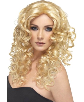 PELUCA RUBIA RIZADA SIN FLEQUILLO