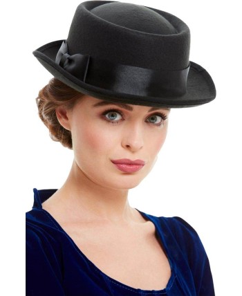 SOMBRERO NEGRO VICTORIANO CON LAZO