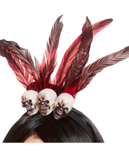 DIADEMA VOODOO CON PLUMAS Y CALAVERAS