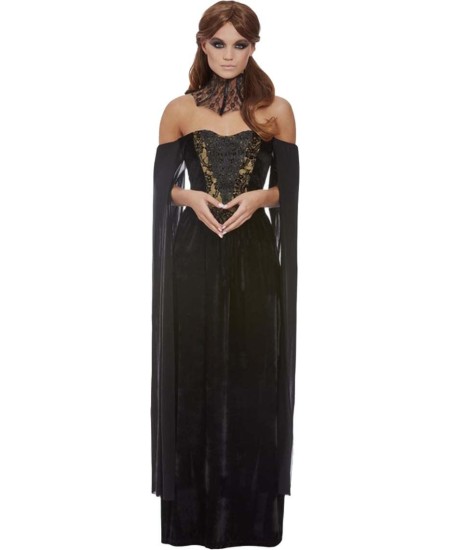 DISFRAZ DE VENECIANA NEGRO CUELLO ENCAJE PARA MUJER