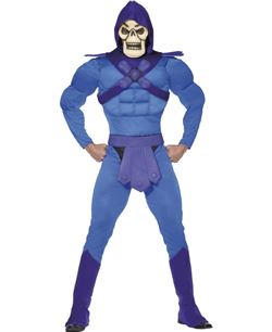 DISFRAZ DE ESQUELETOR AZUL MUSCULOSO CON MASCARA