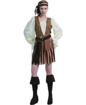 DISFRAZ DE PIRATESA FALDA MARRON CINTO CALAVERA