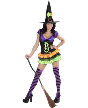 DISFRAZ DE BRUJA SEXY COLORES