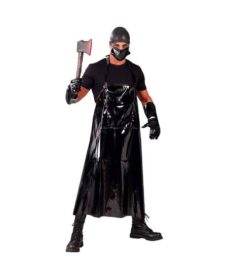 DELANTAL NEGRO CON MASCARILLA Y GUANTES