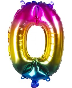 GLOBO DE HELIO NUMERO 0 MULTICOLOR 66 CM