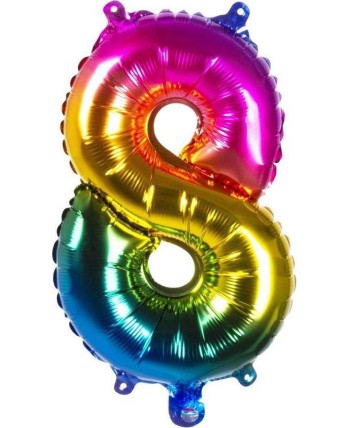 GLOBO DE HELIO NUMERO 8 MULTICOLOR 66 CM