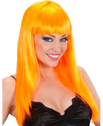 PELUCA NARANJA LARGA CON FLEQUILLO