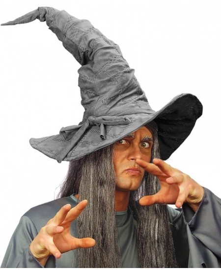 SOMBRERO BRUJA GRIS SIMILPIEL
