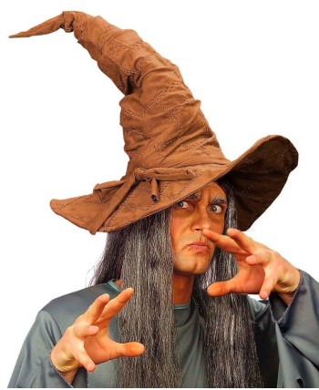SOMBRERO BRUJA SIMILPIEL MARRON