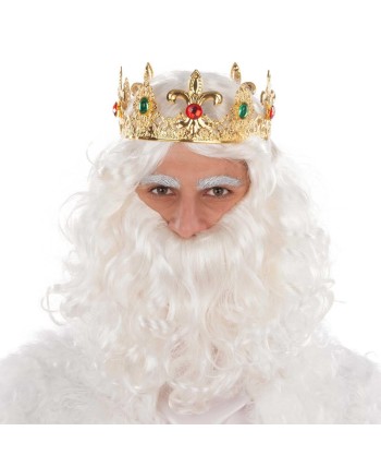 CORONA REY MAGO DORADA CON PIEDRAS ROJA Y VERDE