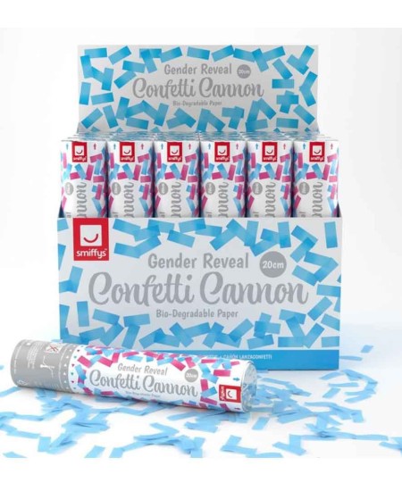 CAÑON CONFETTI AZUL BIODEGRADABLE 20 CMS