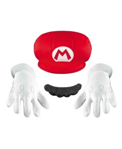 GORRA MARIO CON BIGOTE Y GUANTES