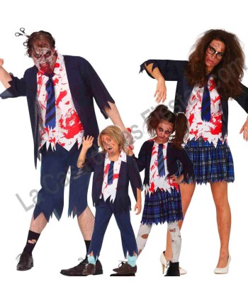 DISFRAZ GRUPO COLEGIALES ZOMBIE AZULES