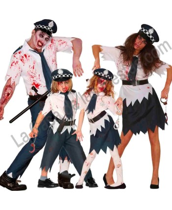 DISFRAZ GRUPO POLICIA ZOMBIE