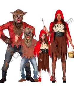 DISFRAZ GRUPO CAPERUCITA ROJA SANGRIENTA Y LOBO
