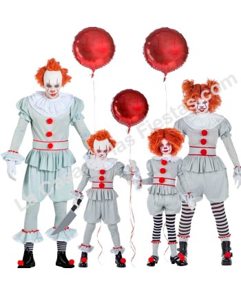 DISFRAZ GRUPO PAYASO ASESINO GRIS