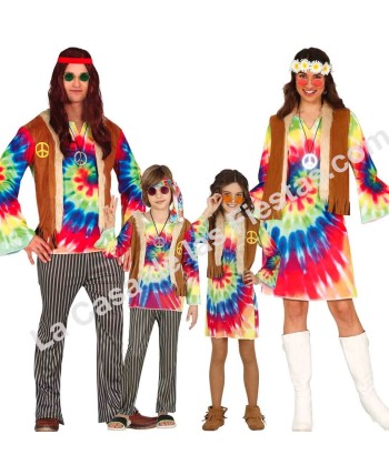 DISFRAZ GRUPO HIPPIE COLORES