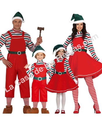 DISFRAZ GRUPO ELFOS NAVIDAD RAYAS