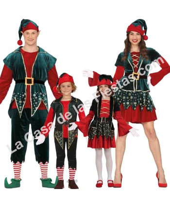 DISFRAZ GRUPO ELFO NAVIDAD COPOS