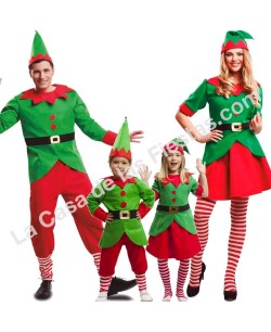 DISFRAZ GRUPO ELFO NAVIDAD ROJO Y VERDE