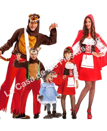 DISFRAZ GRUPO CAPERUCITA ROJA Y LOBO BEBE