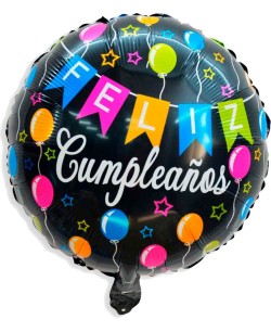 GLOBO DE HELIO FELIZ CUMPLEAÑOS NEGRO GLOBOS