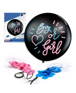 GLOBO REVELACION NEGRO CON COFETTI