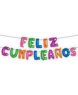 GLOBOS FELIZ CUMPLEAÑOS GUIRNALDA MULTICOLOR