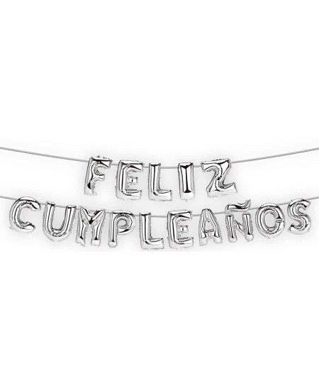 GLOBOS FELIZ CUMPLEAÑOS GUIRNALDA PLATA