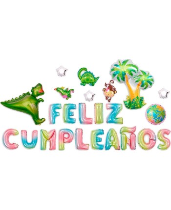 GLOBOS FELIZ CUMPLEAÑOS POLIAMIDA DINOSAURIO