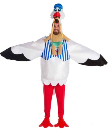 DISFRAZ DE CIGÜEÑA AZUL CON BEBE 