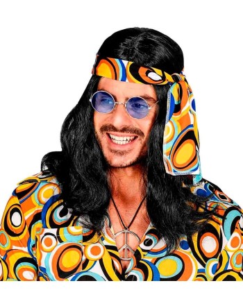 PELUCA HIPPIE AÑOS 60 MORENA CON BANDA
