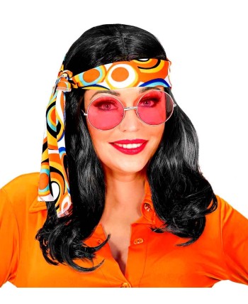 PELUCA HIPPIE AÑOS 60 MORENA CON BANDA