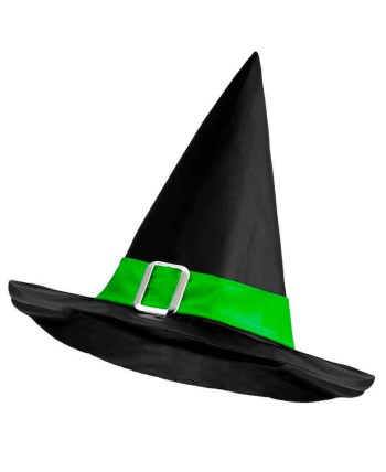 SOMBRERO BRUJA INFANTIL CON CINTA VERDE