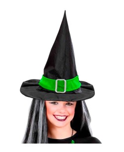 SOMBRERO BRUJA INFANTIL CON CINTA VERDE