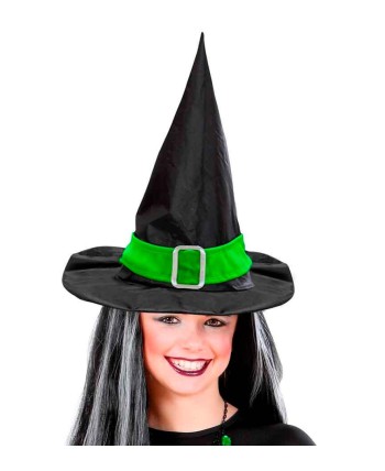 SOMBRERO BRUJA INFANTIL CON CINTA VERDE