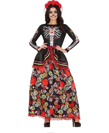 DISFRAZ DE CATRINA FALDA DECORADA