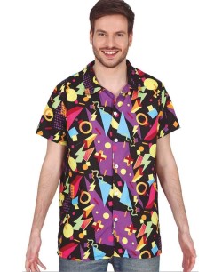 CAMISA AÑOS 80 NEGRA DIBUJOS PARA HOMBRE