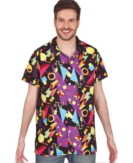 CAMISA AÑOS 80 NEGRA DIBUJOS PARA HOMBRE