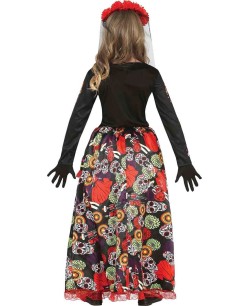 DISFRAZ DE CATRINA FALDA FLORES INFANTIL 2